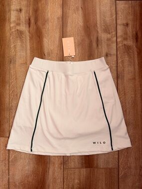 WILO Cream A-Line Skirt with Dark Green Piping